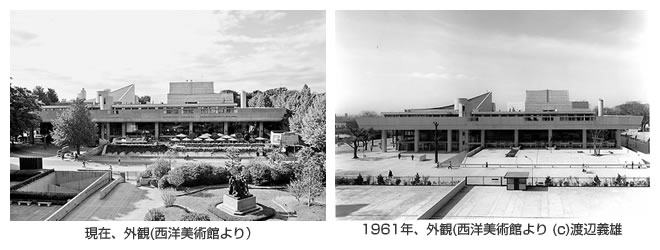 (左)現在外観(西洋美術館より)(右)1961年外観(西洋美術館より)(c)渡辺義雄