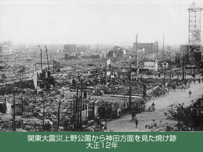 関東大震災上野公園から神田方面を見た焼け跡大正12年