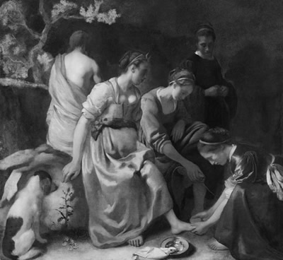 ヨハネス・フェルメール《ディアナとニンフたち》1653-1654年頃マウリッツハイス美術館蔵